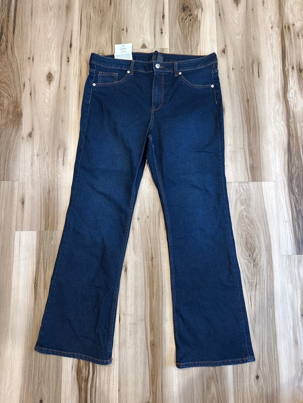 H&M High Waisted Flare Dark Blue Full Length Jeans Women's Size 16